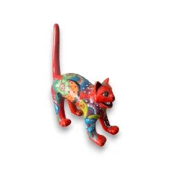 Talavera Arched Cat Statue | Mexican Scared Cat -Pottery And Glassware talavera arched cat statue mexican pottery
