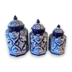 Talavera Blue & White Canister Set | Mexican Handmade Pottery 11 Talavera Blue & White Canister Set | Mexican Handmade Pottery -Pottery And Glassware talavera blue white canister set mexican pottery