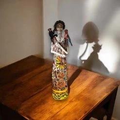 Talavera Catrina Figurine | Day Of The Dead Skeleton With Monkey & Bird -Pottery And Glassware talavera catrina figurine day dead monkey bird
