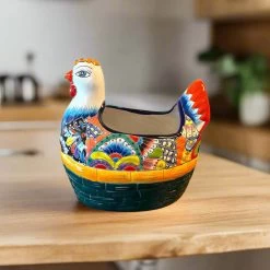Talavera Chicken Planter | Hand-Painted Mexican Ceramic Statue 10 Talavera Chicken Planter | Hand-Painted Mexican Ceramic Statue -Pottery And Glassware talavera chicken planter handpainted ceramic mexican