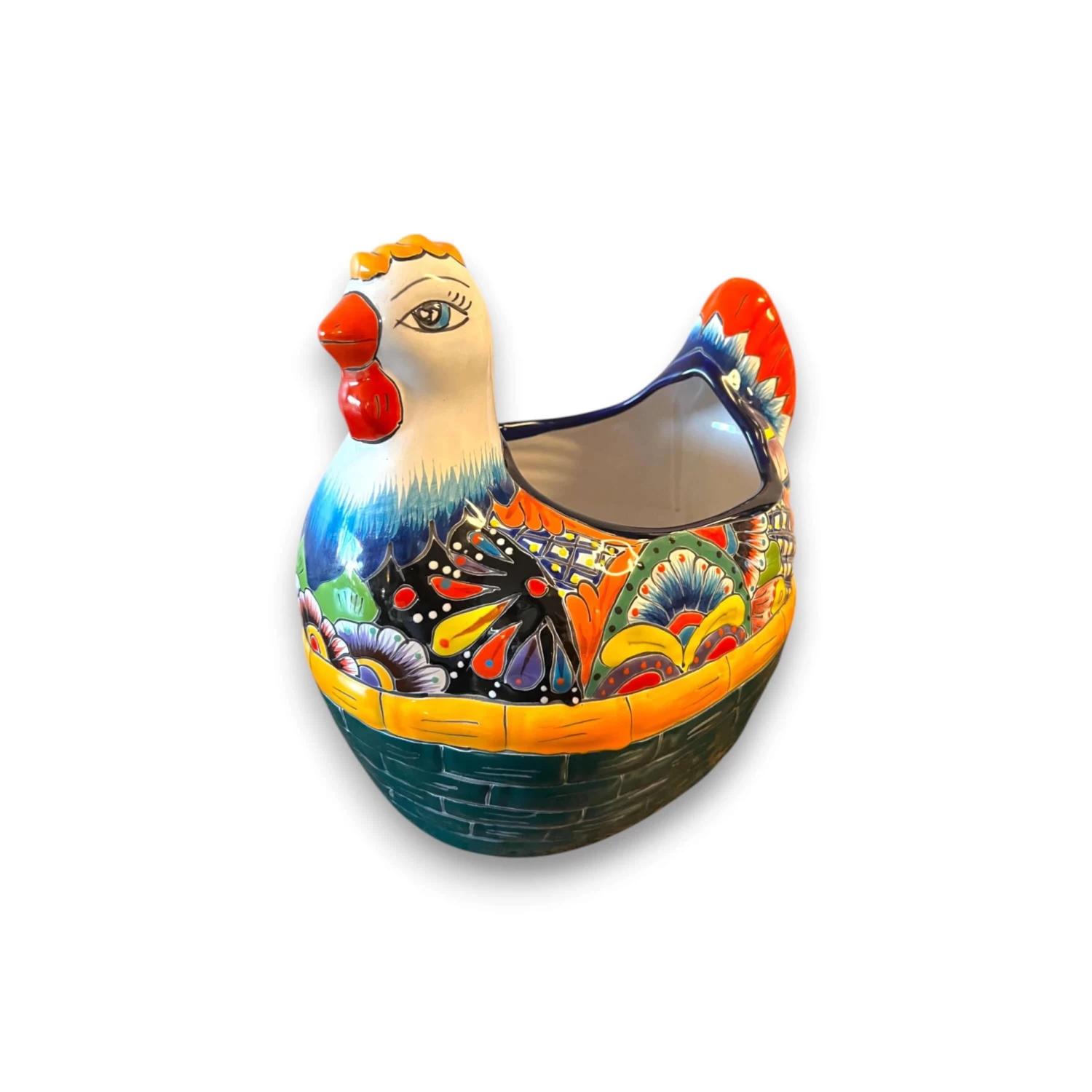 Talavera Chicken Planter | Hand-Painted Mexican Ceramic Statue 6 Talavera Chicken Planter | Hand-Painted Mexican Ceramic Statue - Image 6