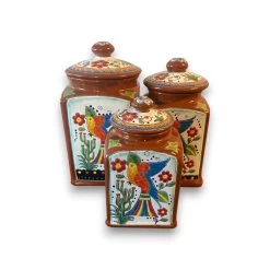 Talavera Bird Canister Set | Handmade Mexican Pottery -Pottery And Glassware talavera bird canister set mexican pottery