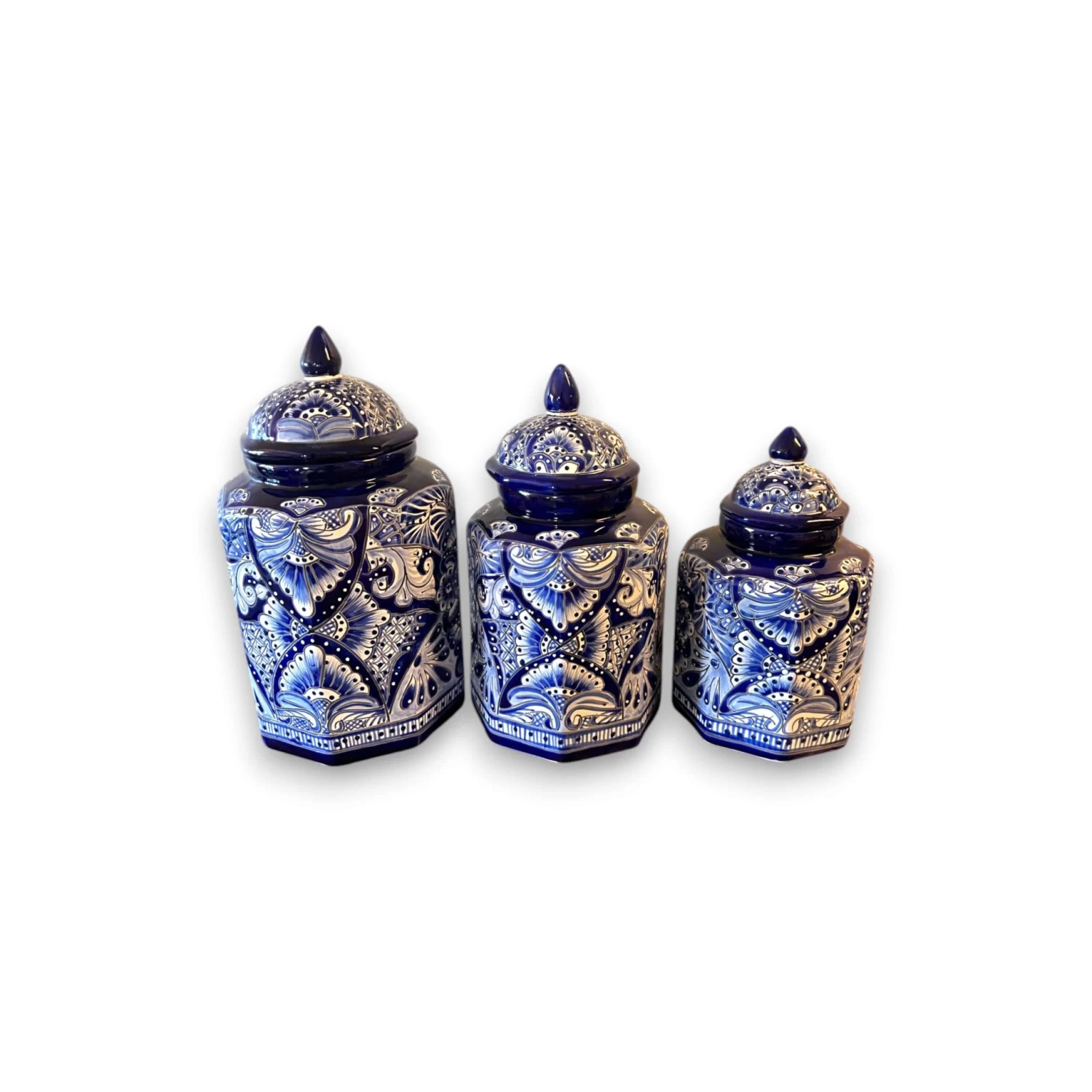 Talavera Blue & White Canister Set | Mexican Handmade Pottery 5 Talavera Blue & White Canister Set | Mexican Handmade Pottery - Image 5
