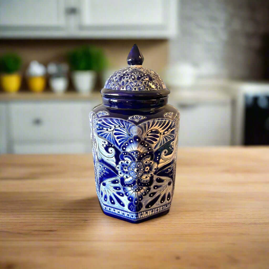 Talavera Blue & White Canister Set | Mexican Handmade Pottery 3 Talavera Blue & White Canister Set | Mexican Handmade Pottery - Image 3