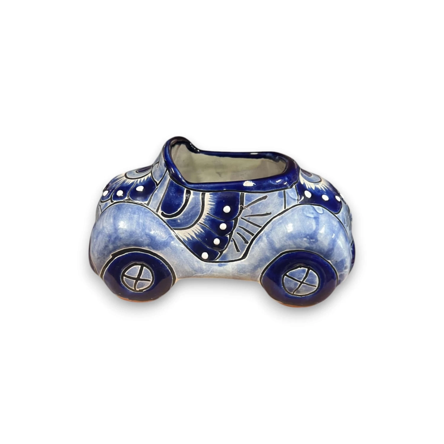 Talavera Car Planter | Small Blue & White Handmade Ceramic Pot 4 Talavera Car Planter | Small Blue & White Handmade Ceramic Pot - Image 4