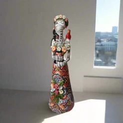 Talavera Catrina Statue | 33" Tall Day Of The Dead Ceramic Figurine