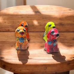 Set Of 2 Talavera Dog Figurines | Mexican Ceramic Retriever Decor