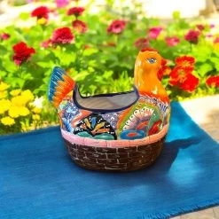 Talavera Chicken Planter | Hand-Painted Mexican Ceramic Statue 11 Talavera Chicken Planter | Hand-Painted Mexican Ceramic Statue -Pottery And Glassware talavera chicken planter handpainted mexican ceramic