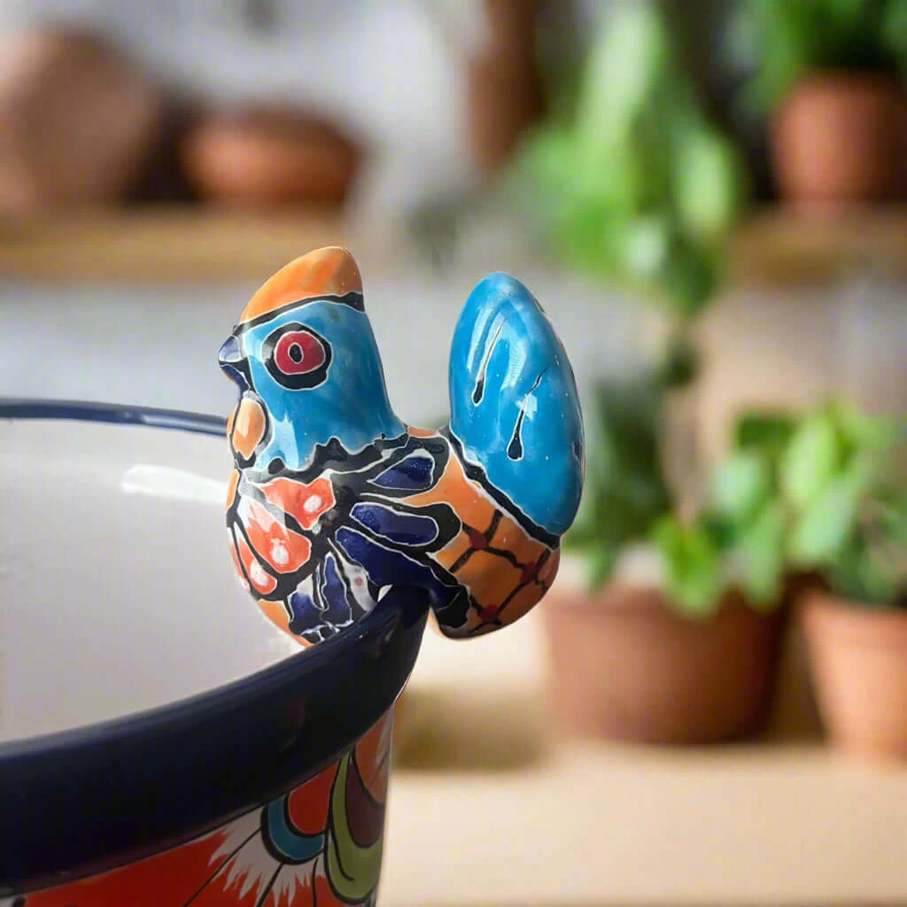 Talavera Chicken Pot Hanger | Small Handmade Mexican Garden Decor - Image 2