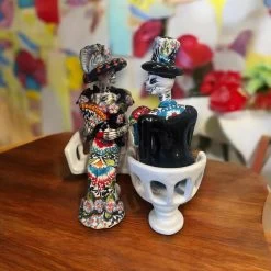 Talavera Day Of The Dead Figurines | Mexican Chair Statues -Pottery And Glassware talavera day of the dead figurines mexican chair statues