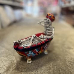 Talavera Skeleton Figurine | Day Of The Dead Bathtub Statue -Pottery And Glassware talavera day of the dead skeleton bathtub