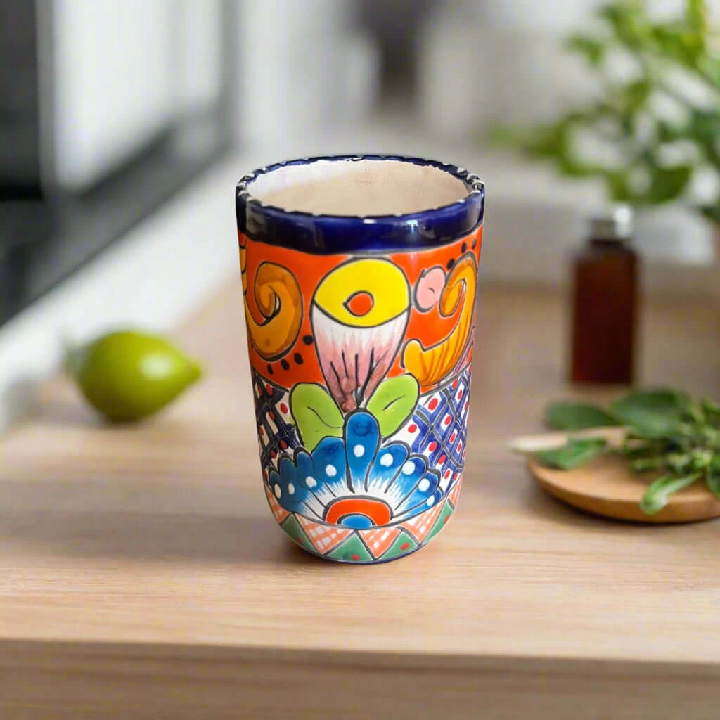 Talavera Tumbler Cup | Hand-Painted Mexican Ceramic Glass 1 Talavera Tumbler Cup | Hand-Painted Mexican Ceramic Glass