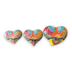 Set Of 3 Talavera Heart Wall Hanging | Wall Art Decor -Pottery And Glassware talavera heart wall hangings mexican decor