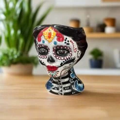 Talavera Skull Face Planter | Hand-Painted Day Of The Dead Pottery
