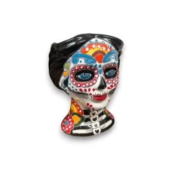 Talavera Skull Face Planter | Hand-Painted Day Of The Dead Pottery -Pottery And Glassware talavera skull face planter handmade mexico