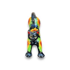 Talavera Stretching Cat Statue | Hand-Painted Sunflower Design -Pottery And Glassware talavera stretching cat statue sunflower handcrafted