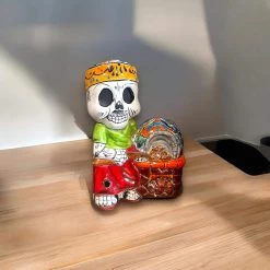 Talavera Skeleton Cook | 8" Day Of The Dead Chef Figurine With Oven -Pottery And Glassware vibrant talavera skeleton statue day dead